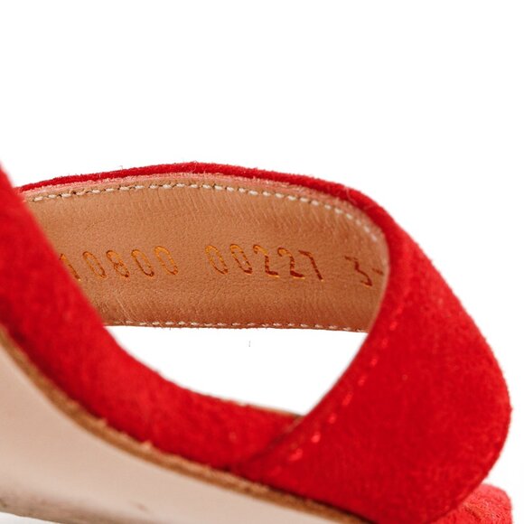 Gianvito Rossi Red Chamois Suede Heel Sandals - Picture 10 of 10